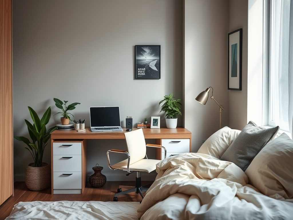 Sypialnia z biurkiem: jak zorganizować wygodne miejsce do pracy bez utraty komfortu wypoczynku