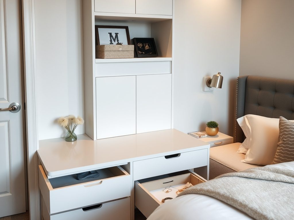 Ukryte schowki w sypialni na drobiazgi: praktyczne rozwiązania, które pomagają utrzymać porządek i estetykę wnętrza